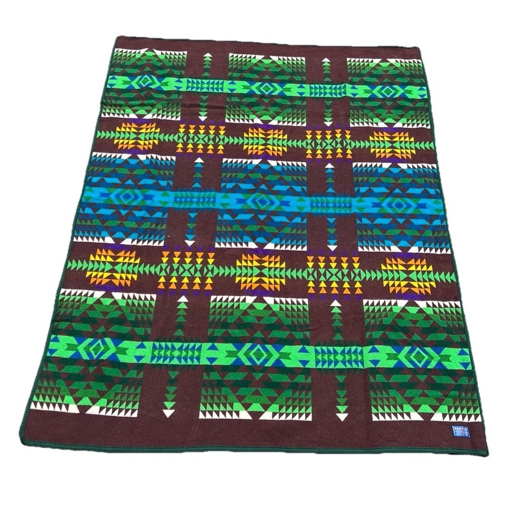 Vintage Pendleton‎ Beaver State PNW Native Geometric 60"x72" Wool Blanket